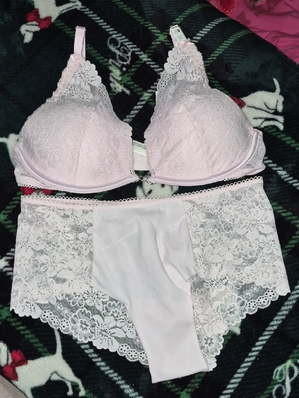 Light Pink Lace Bra & Cheeky Set - Women's Intimates